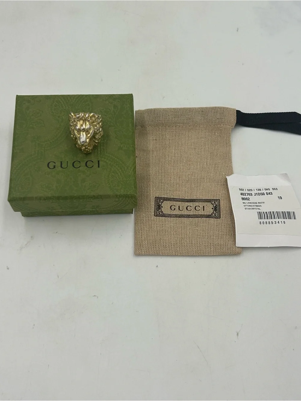 Authentic Unisex Gucci Lionhead motif ring size 8.5 made in Italy